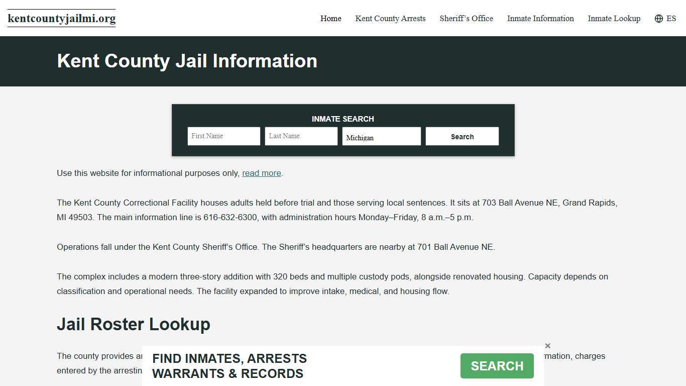Kent County, MI Jail Roster, Inmate Info